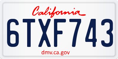 CA license plate 6TXF743