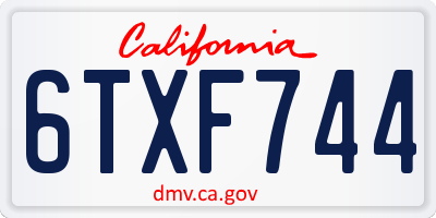 CA license plate 6TXF744