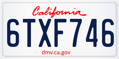CA license plate 6TXF746