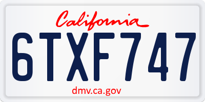 CA license plate 6TXF747