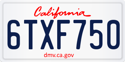 CA license plate 6TXF750