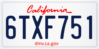 CA license plate 6TXF751