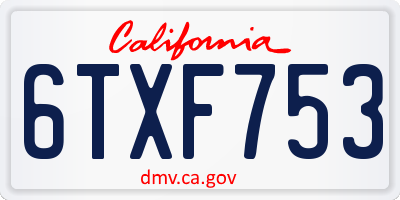 CA license plate 6TXF753