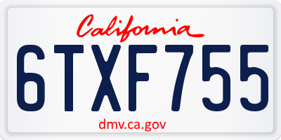CA license plate 6TXF755