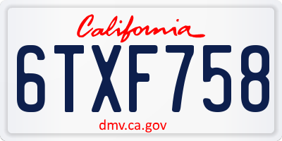 CA license plate 6TXF758