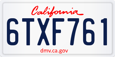 CA license plate 6TXF761