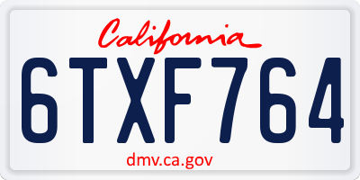 CA license plate 6TXF764