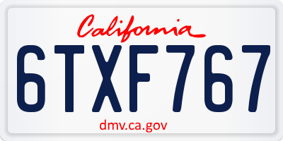 CA license plate 6TXF767