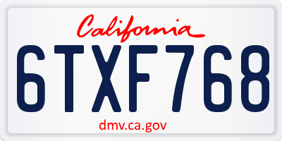 CA license plate 6TXF768
