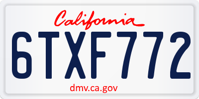 CA license plate 6TXF772