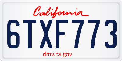CA license plate 6TXF773