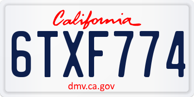 CA license plate 6TXF774