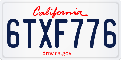 CA license plate 6TXF776