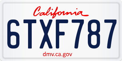 CA license plate 6TXF787