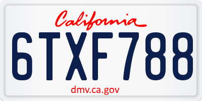 CA license plate 6TXF788