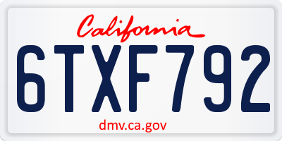 CA license plate 6TXF792