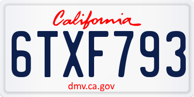 CA license plate 6TXF793