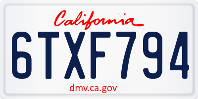 CA license plate 6TXF794
