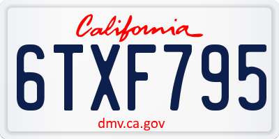 CA license plate 6TXF795