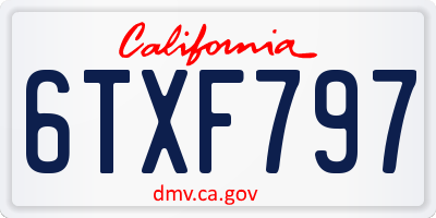 CA license plate 6TXF797