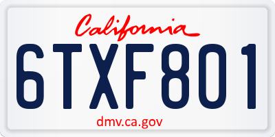 CA license plate 6TXF801