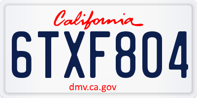 CA license plate 6TXF804