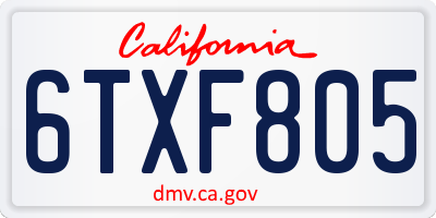 CA license plate 6TXF805