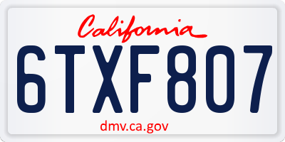 CA license plate 6TXF807