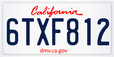 CA license plate 6TXF812