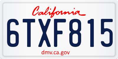 CA license plate 6TXF815
