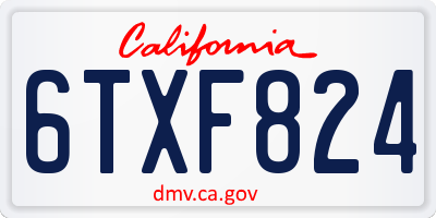CA license plate 6TXF824