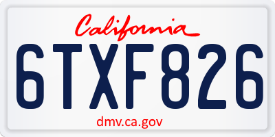 CA license plate 6TXF826
