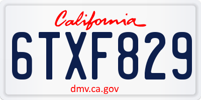 CA license plate 6TXF829
