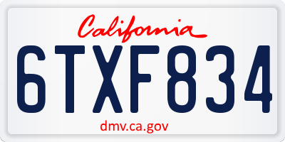 CA license plate 6TXF834