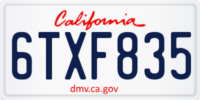 CA license plate 6TXF835
