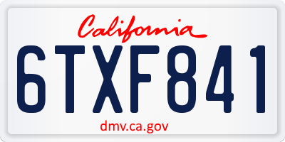 CA license plate 6TXF841