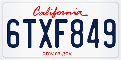 CA license plate 6TXF849