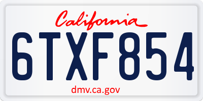CA license plate 6TXF854