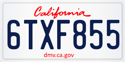 CA license plate 6TXF855