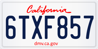 CA license plate 6TXF857