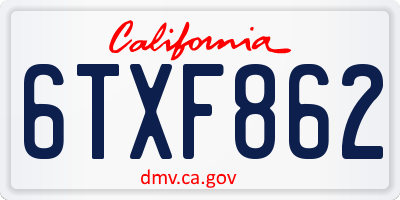 CA license plate 6TXF862
