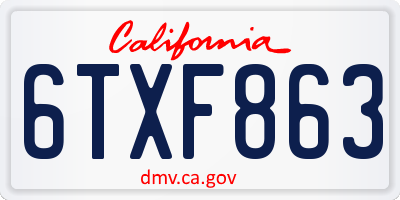 CA license plate 6TXF863