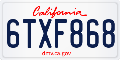 CA license plate 6TXF868