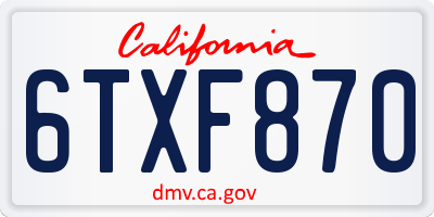 CA license plate 6TXF870