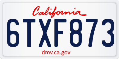 CA license plate 6TXF873