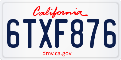 CA license plate 6TXF876