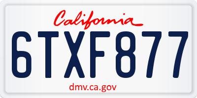 CA license plate 6TXF877