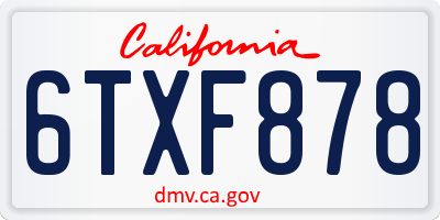 CA license plate 6TXF878