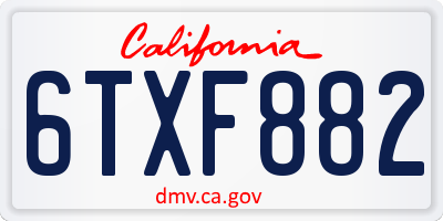 CA license plate 6TXF882