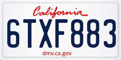 CA license plate 6TXF883